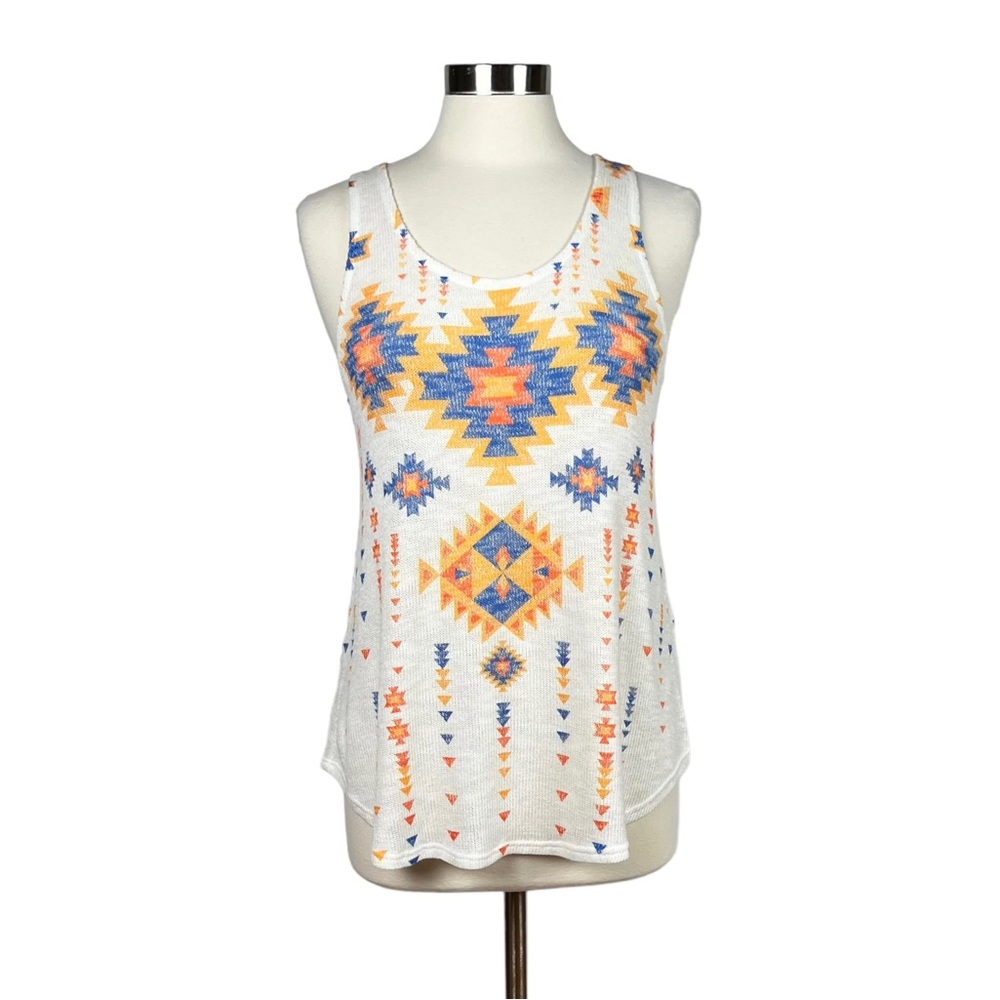 Blushed Aztec Print Sweater Tank Top